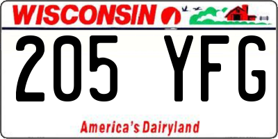 WI license plate 205YFG