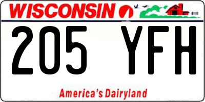 WI license plate 205YFH