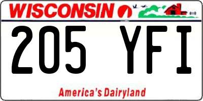 WI license plate 205YFI