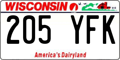 WI license plate 205YFK
