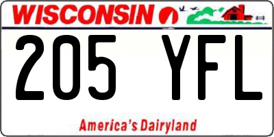 WI license plate 205YFL