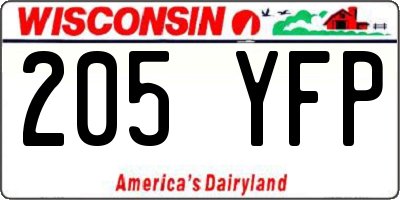 WI license plate 205YFP