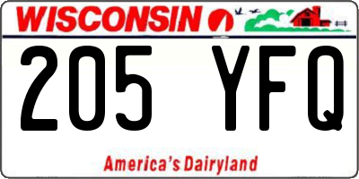 WI license plate 205YFQ