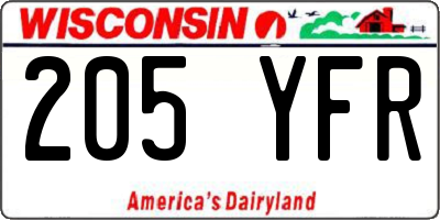 WI license plate 205YFR