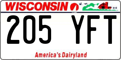 WI license plate 205YFT