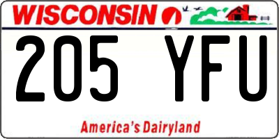 WI license plate 205YFU