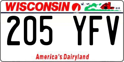 WI license plate 205YFV