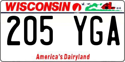 WI license plate 205YGA