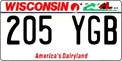 WI license plate 205YGB