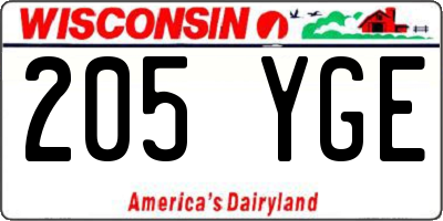 WI license plate 205YGE