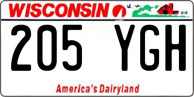 WI license plate 205YGH