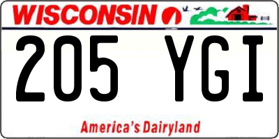 WI license plate 205YGI