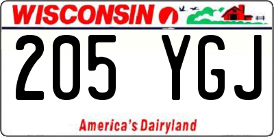 WI license plate 205YGJ