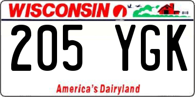 WI license plate 205YGK