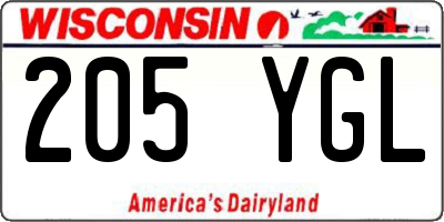 WI license plate 205YGL
