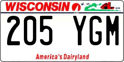 WI license plate 205YGM