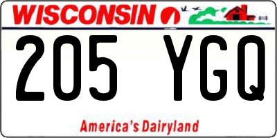 WI license plate 205YGQ