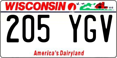 WI license plate 205YGV