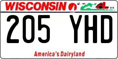 WI license plate 205YHD