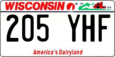 WI license plate 205YHF