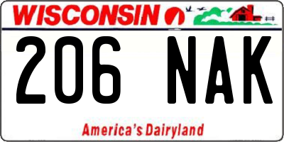 WI license plate 206NAK