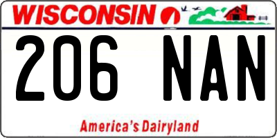 WI license plate 206NAN