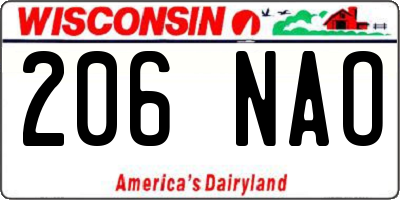 WI license plate 206NAO