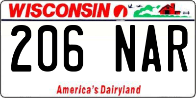 WI license plate 206NAR