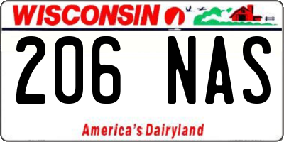 WI license plate 206NAS