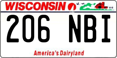 WI license plate 206NBI