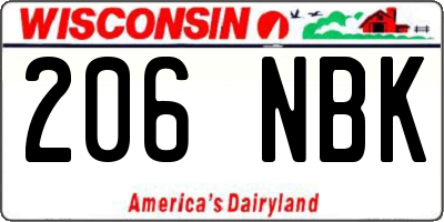 WI license plate 206NBK