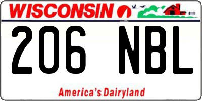WI license plate 206NBL