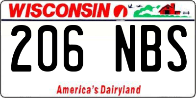 WI license plate 206NBS