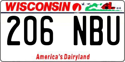 WI license plate 206NBU