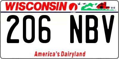 WI license plate 206NBV