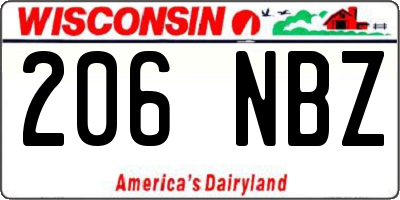 WI license plate 206NBZ