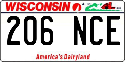 WI license plate 206NCE