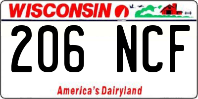 WI license plate 206NCF