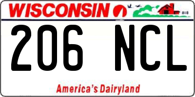 WI license plate 206NCL