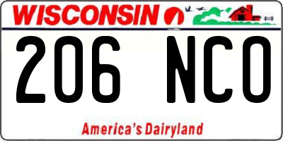 WI license plate 206NCO