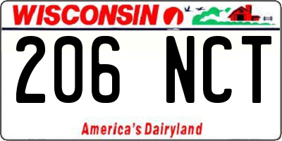 WI license plate 206NCT