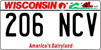 WI license plate 206NCV