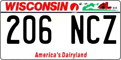 WI license plate 206NCZ
