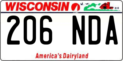 WI license plate 206NDA