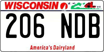 WI license plate 206NDB