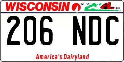 WI license plate 206NDC