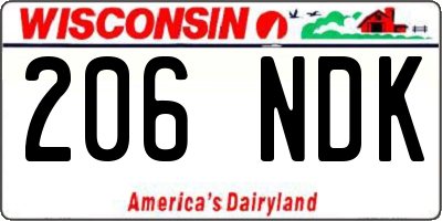 WI license plate 206NDK