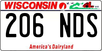 WI license plate 206NDS
