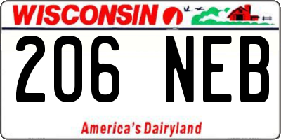 WI license plate 206NEB
