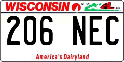 WI license plate 206NEC